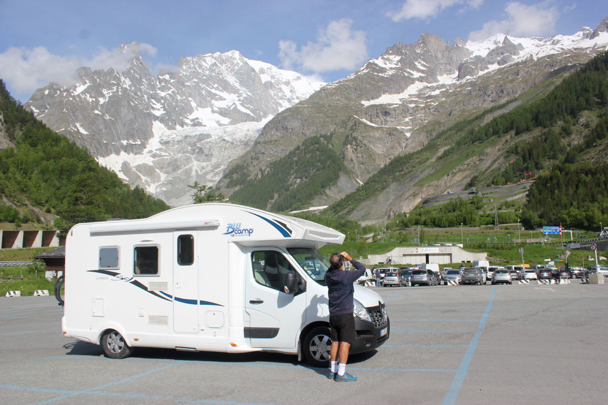 Travelling through the mountains to Italy in a newly purchased Blucamp Sky 20