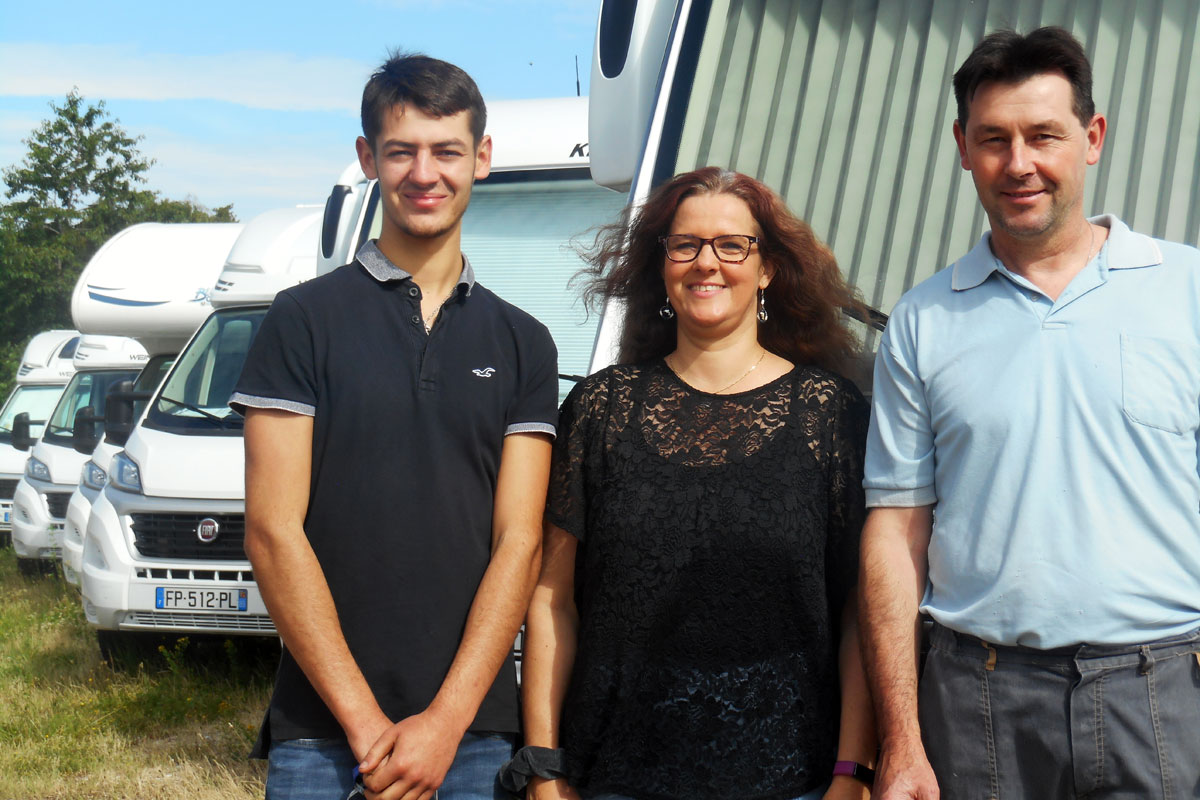 The new owners of Euro Camping Cars, Sandrine and Bruno with their son Quentin.